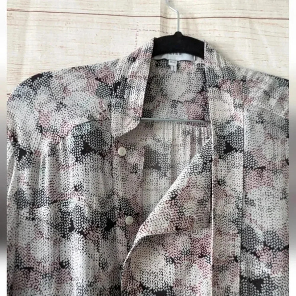 REISS Women's Size 4 (UK-8)  Alice Circle Printed Shirt Dress Pleated Pink Gray - Picture 4 of 11